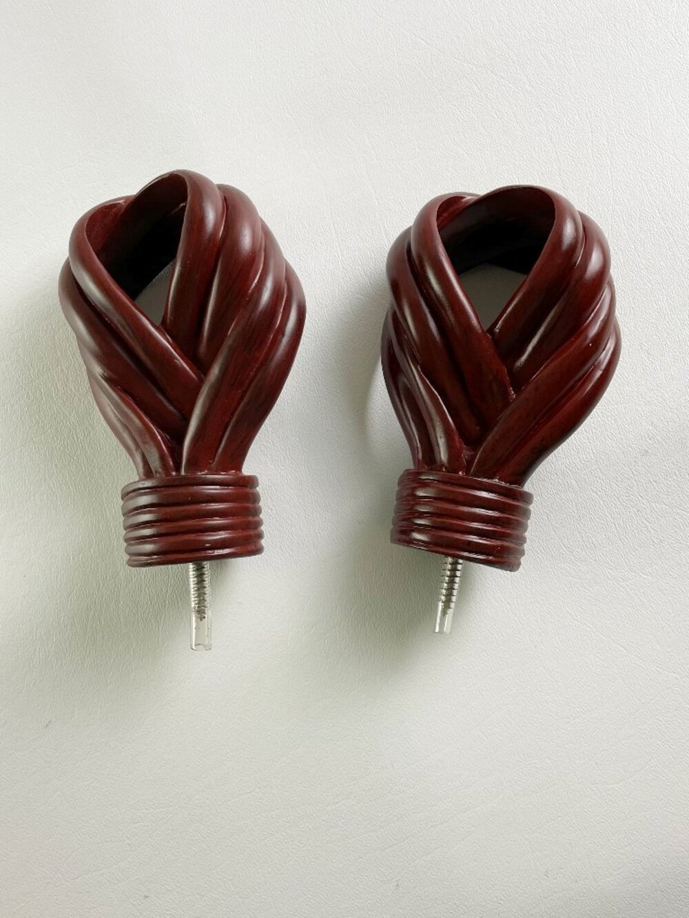 Kirsch Rope Finials for 1 3/8" Diameter Pole -1 Pair Mahogany Open Box